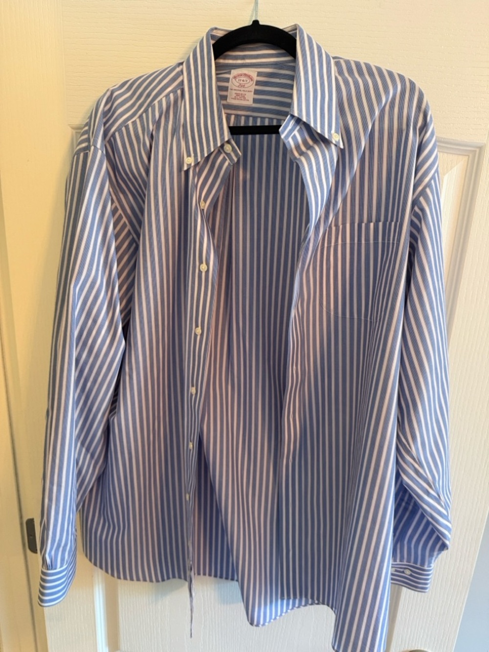 Brooks Brothers Blue & White Vertical Stripe Dress Shirt
